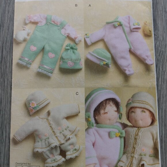 Vintage 15" Baby Doll Clothes Sewing Pattern Overalls Sleeper Jacket UNCUT Vogue - Picture 2 of 9